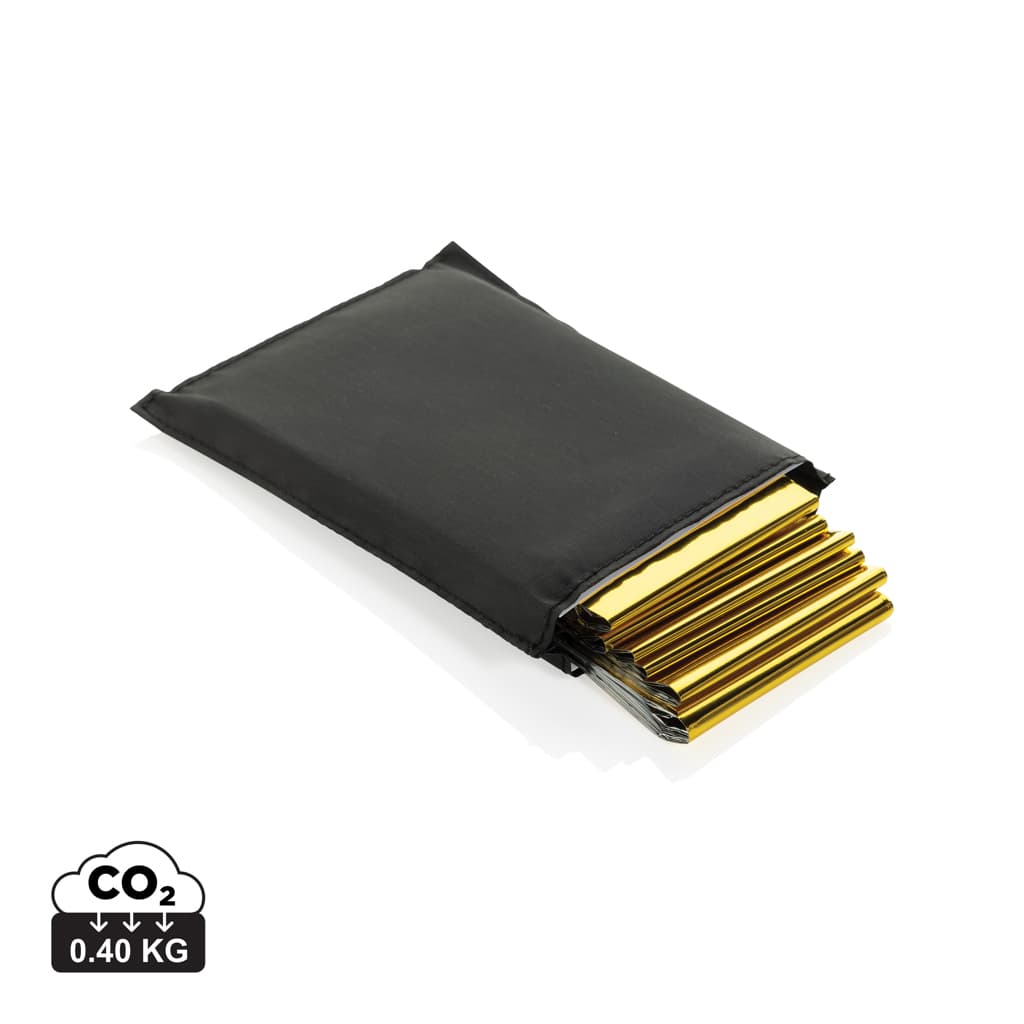 Solra emergency blanket in RCS recycled RPET pouch — Car & Safety promotional product