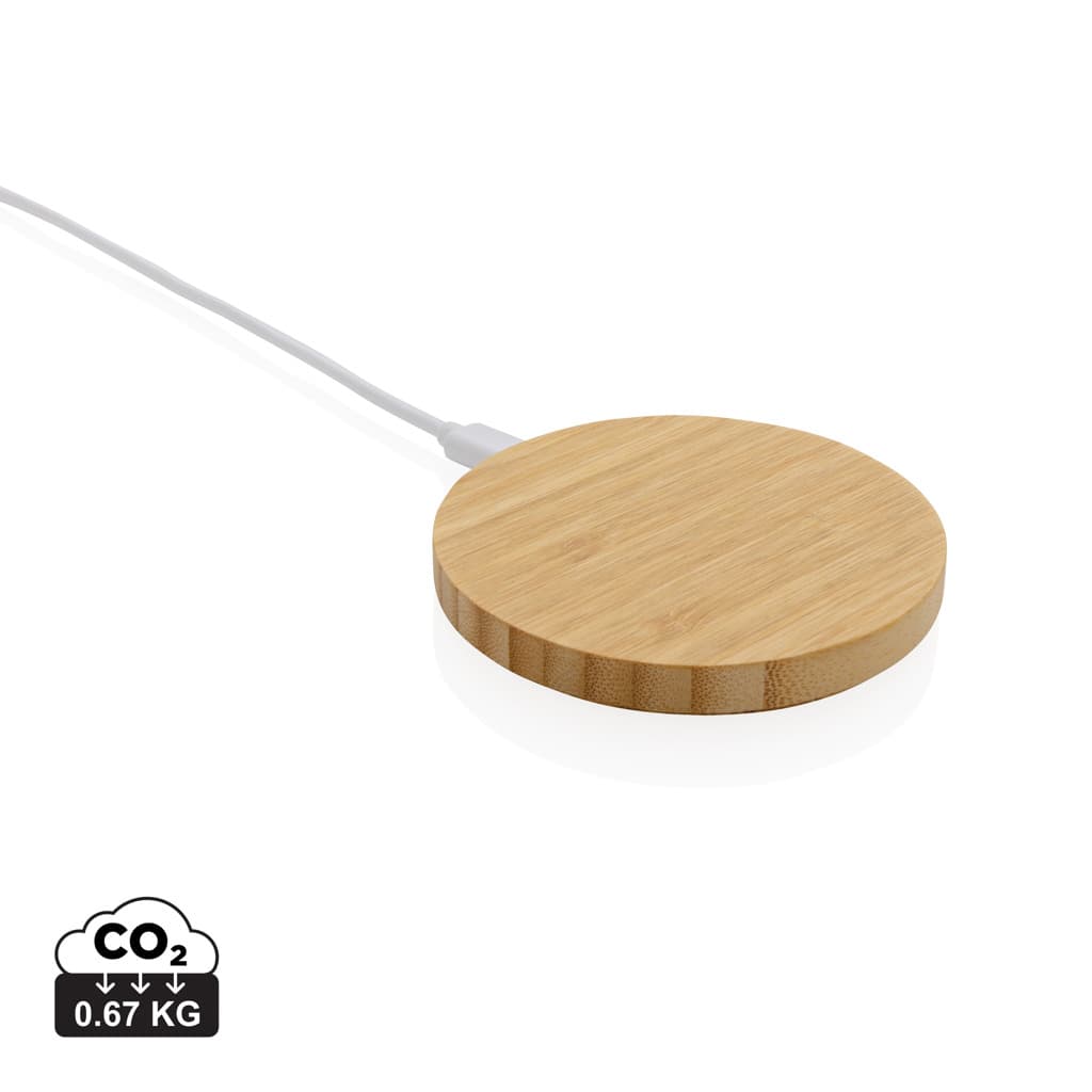 Bamboo 15W wireless charger — Phone & Tablet accessories promotional product