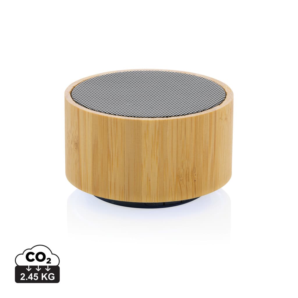 RCS recycled plastic and bamboo 3W wireless speaker — Audio promotional product