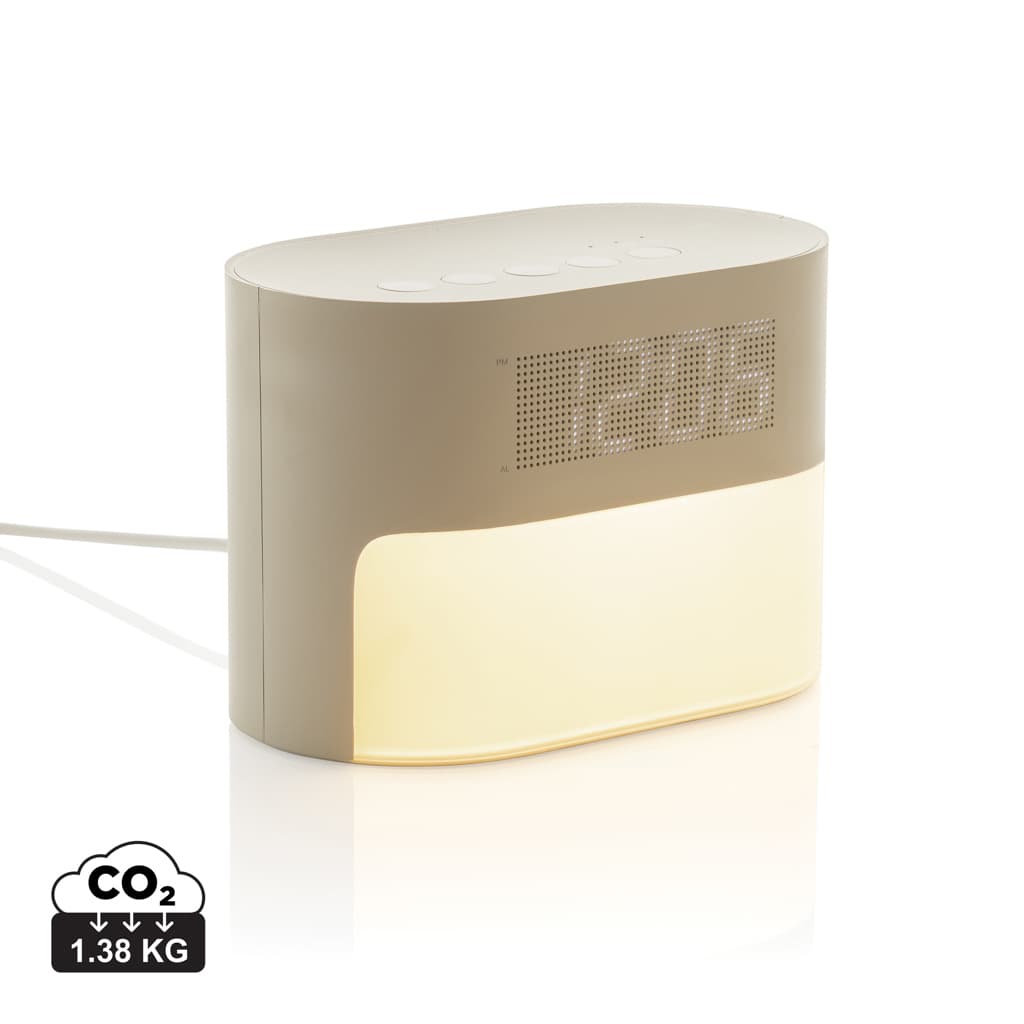 LumaRise RCS reycled plastic white noise alarm clock — Home & Living promotional product