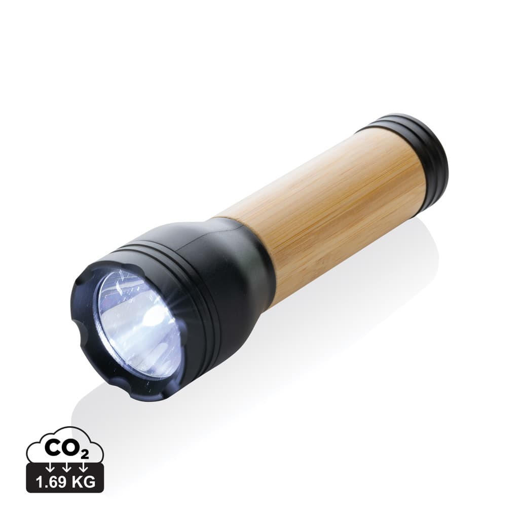 Lucid 3W RCS certified recycled plastic & bamboo torch — Tools & Torches promotional product