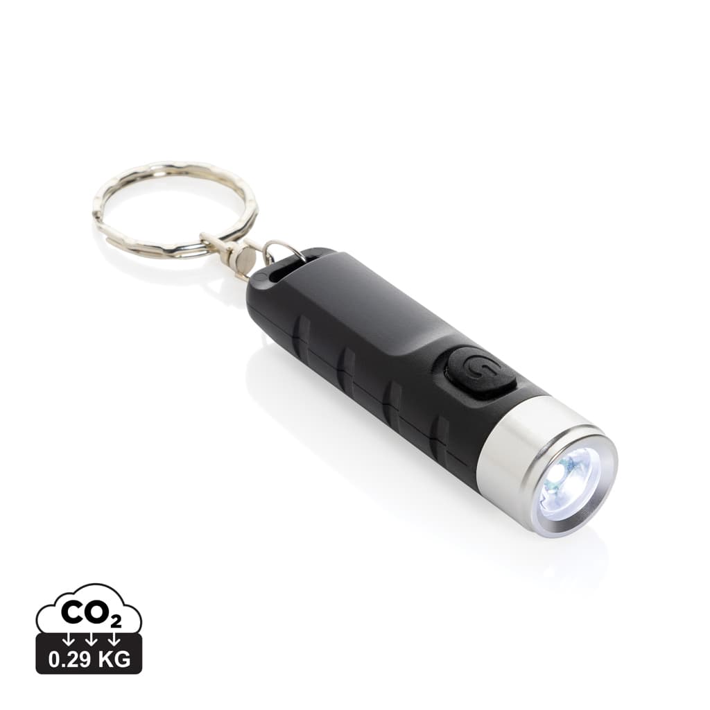 Globix RCS recycled plastic USB re-chargeable keychain torch — Tools & Torches promotional product