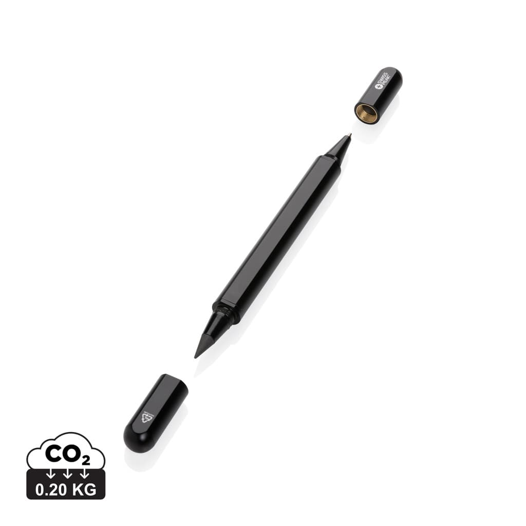 Swiss Peak Storm RCS recycled aluminium dual tip pen — Writing Instruments promotional product
