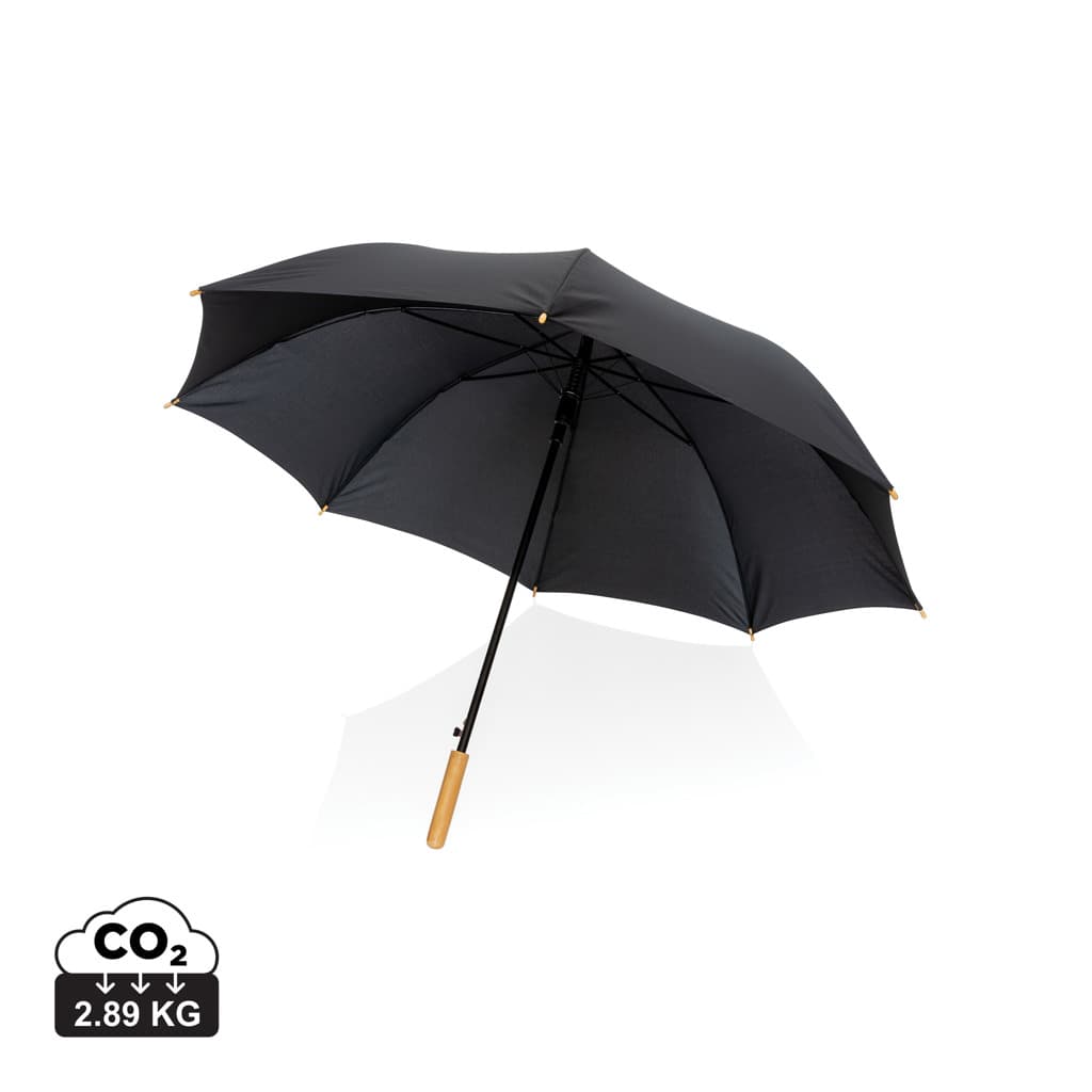 27" Impact AWARE™ RPET 190T auto open bamboo umbrella — Umbrellas promotional product